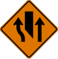 W9 series Lane transitions-Interior lane shift ahead