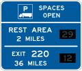 Truck parking availability - combined (D9-16e_(rest_area,_exit)) road sign (MUTCD D9-16e_(rest_area,_exit))