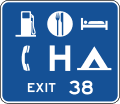 Motorist services-General services (up to 6 symbols) with exit number
