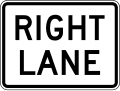 M5 series Advance turn arrow auxiliary signs-Lane Designation - Right Lane (Plaque)