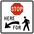 R1 series Stop and yield-Stop here for pedestrians (left)
