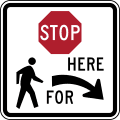 R1 series Stop and yield-Stop here for pedestrians (right)