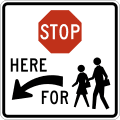 R1 series Stop and yield-Stop here for school crossing (left)
