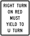 R10 series Traffic signal-Right turn on red must yield to U-turn