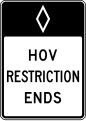 R3 series Lane usage and turns-HOV restriction ends (post-mounted)