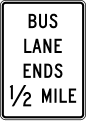 R3 series Lane usage and turns-Bus lane ends (distance) (post-mounted)