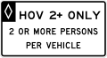 R3 series Lane usage and turns-HOV 2+ only, 2 or more persons per vehicle (overhead)