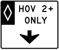 R3 series Lane usage and turns-HOV 2+ only (full-time) (overhead)