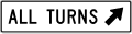 R3 series Lane usage and turns-All turns (diagonal right arrow) (used at jug handles)