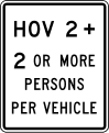 R3 series Lane usage and turns-HOV 2+, 2 or more persons per vehicle (post-mounted)