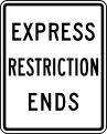 R3 series Lane usage and turns-Express restriction ends (post-mounted)