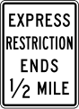 R3 series Lane usage and turns-Express restriction ends (distance) (post-mounted)