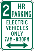 R7 series Parking-Two hour parking, electric vehicles only (times)