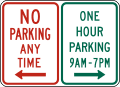 R7 series Parking-No parking and one hour parking (times) (combined)
