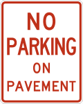 R8 series Parking and emergency restrictions-No parking on pavement