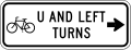 R9 series Bicycles and pedestrians-Bicycle U and left turns (right arrow)