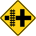 W10 series Railroad crossings-Crossroads with parallel tracks (left)