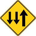 W6 series Divided highway-Two-way traffic (3-Lane, two lanes in the opposing direction)