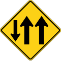 W6 series Divided highway-Two-way traffic (3-Lane, one lane in the opposing direction)