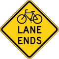 W9 series Lane transitions-Bicycle Lane Ends